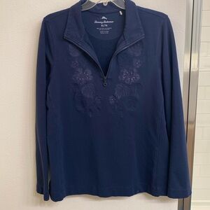 Tommy Bahama Half Zip Embroidered Navy Blue Sweatshirt